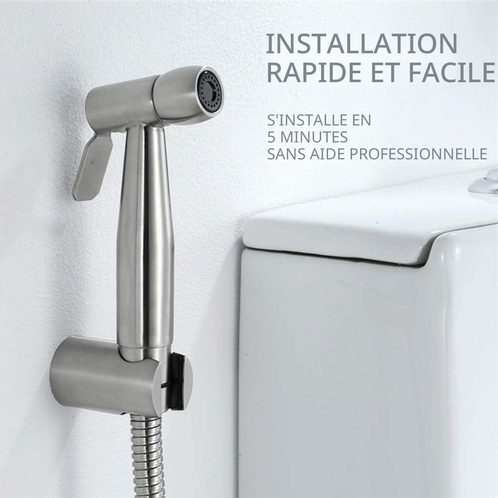 Pulvérisateur de bidet portable ABS 150 cm avec tuyau télescopique flexible pour salle de bain