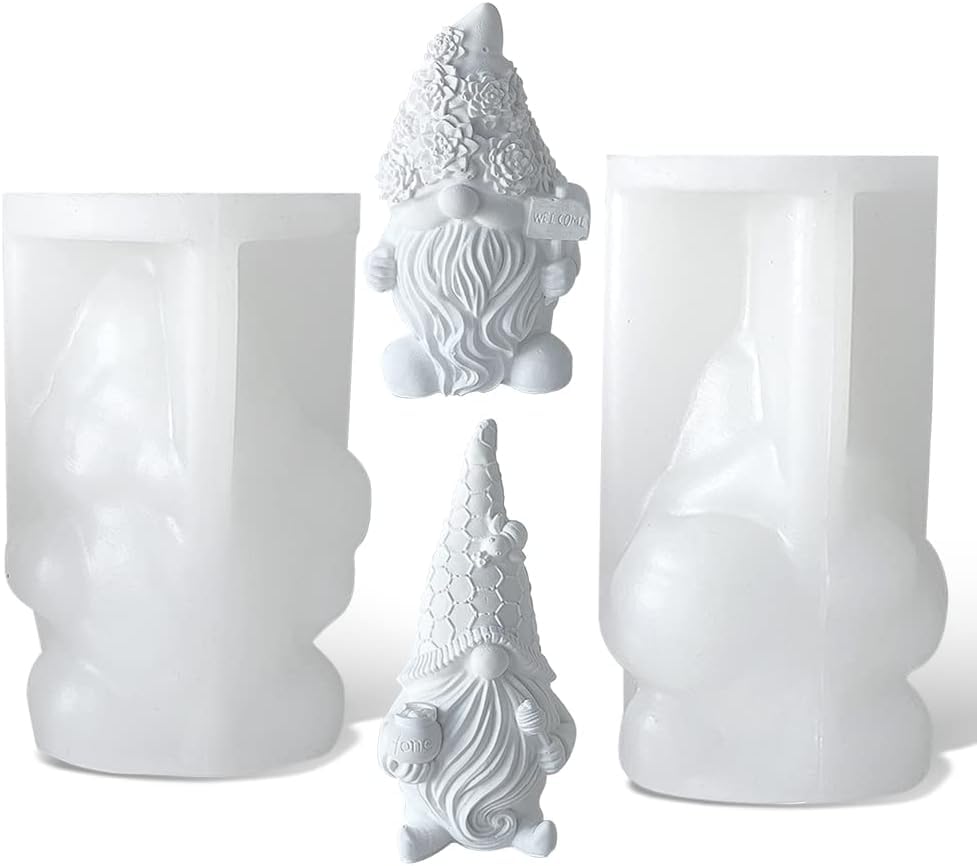 Christmas Silicone Candle Molds, 2pcs Silicone Santa Claus Mold Molds 3D Mold Jewelry Resin Casting Mold for Candle Making, Aromatherapy Candles Soap Resin Polymer Clay DIY Making