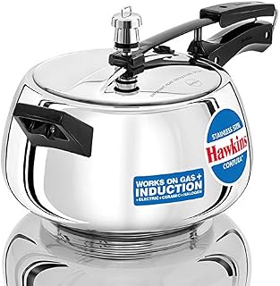 Hawkins Contura 5 Litre Pressure Cooker, Stainless Steel Cooker, Handi Cooker, Induction Cooker, Silver (SSC50)