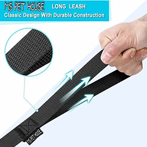 Image of Nylon Dog Training Lead Dog Leash Long Leash 100 Ft Long Leash for Dogs (1 inch Wide) (Black, 100 Feet)