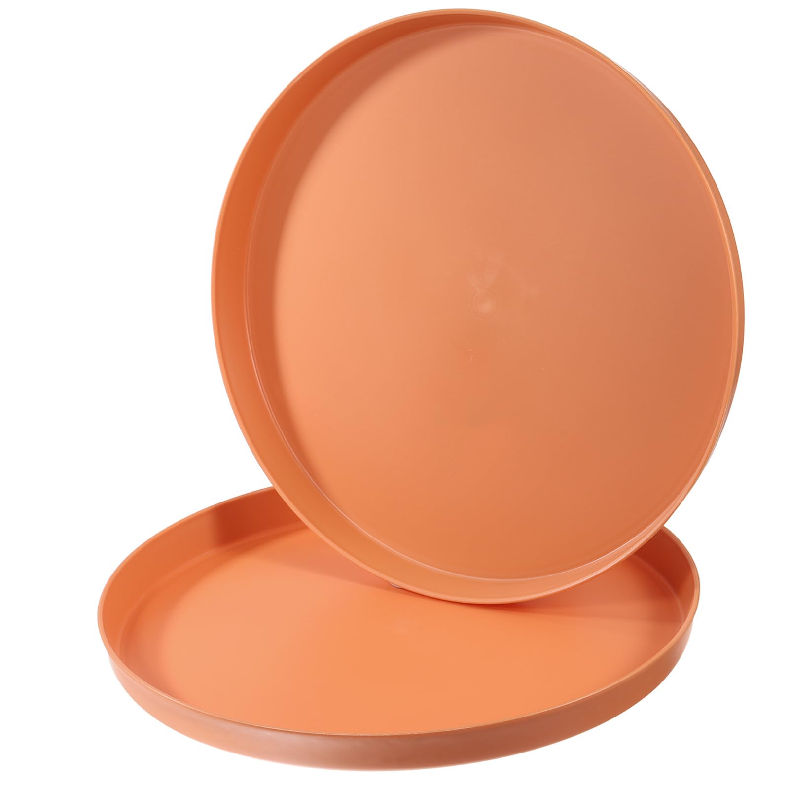PATIKIL 12" Round Restaurant Serving Trays, 2 Pack Non-Slip Food Service Tray Platter Reusable for Bar Coffee Shop, Orange