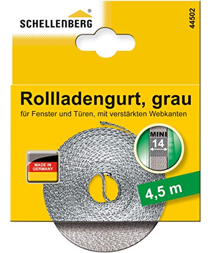 Schellenberg 44502 Cinta de persiana enrollable 14mm, 4,5m, gris