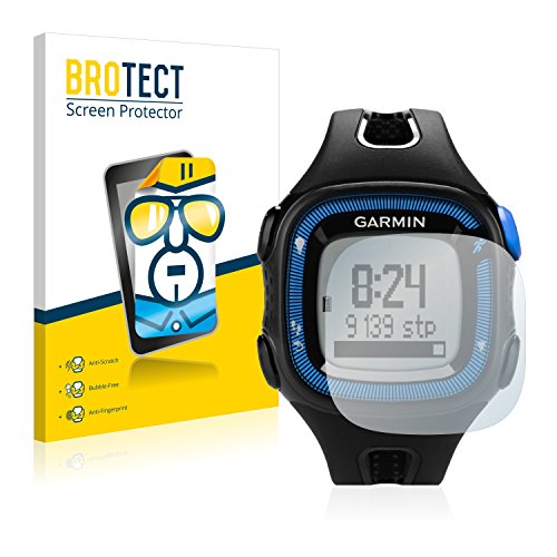 BROTECT Protector Pantalla Compatible con Garmin Forerunner 15 (Big Edition) Black/Blue Protector Transparente (2 Unidades) Anti-Huellas