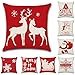 8PCS Fundas de cojín de feliz Navidad Funda de almohada de sofá de lino de algodón para sala de estar de oficina en casa Sofá Coche Funda de almohada decorativa cuadrada de Navidad 18 "x 18"