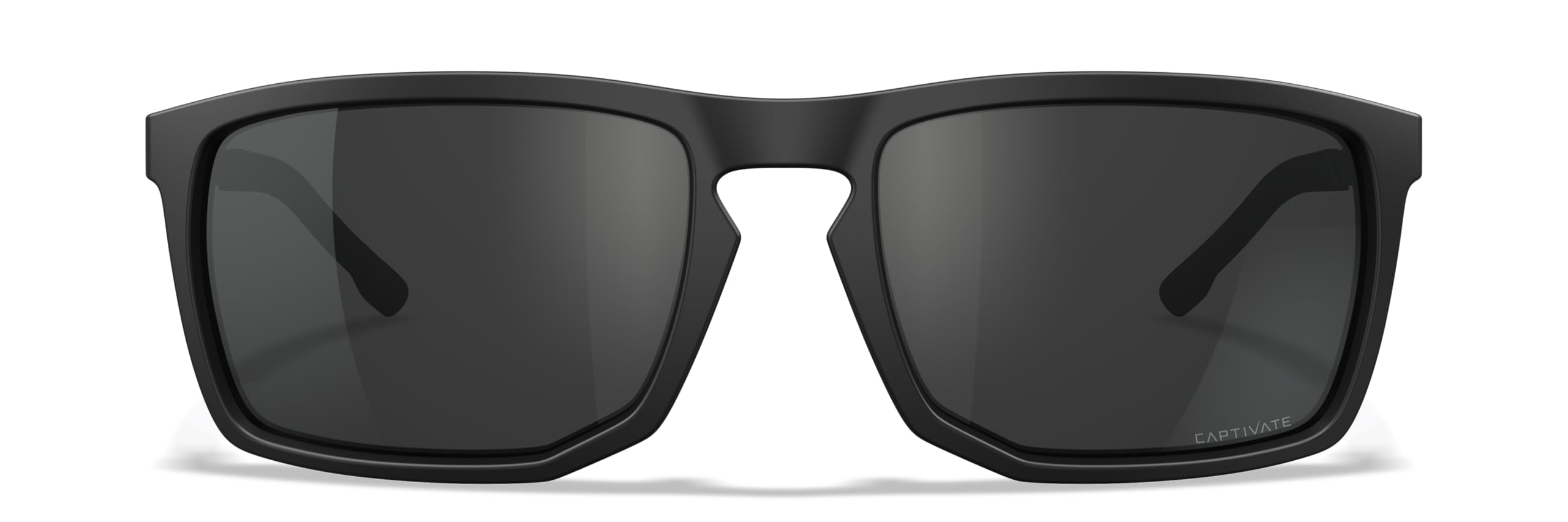 Wiley X WX Axe Lunettes de soleil de sécurité pour homme incassables Protection UV pour combat, tir Captivate Verres gris polarisés Monture noire mate, Noir/blanc