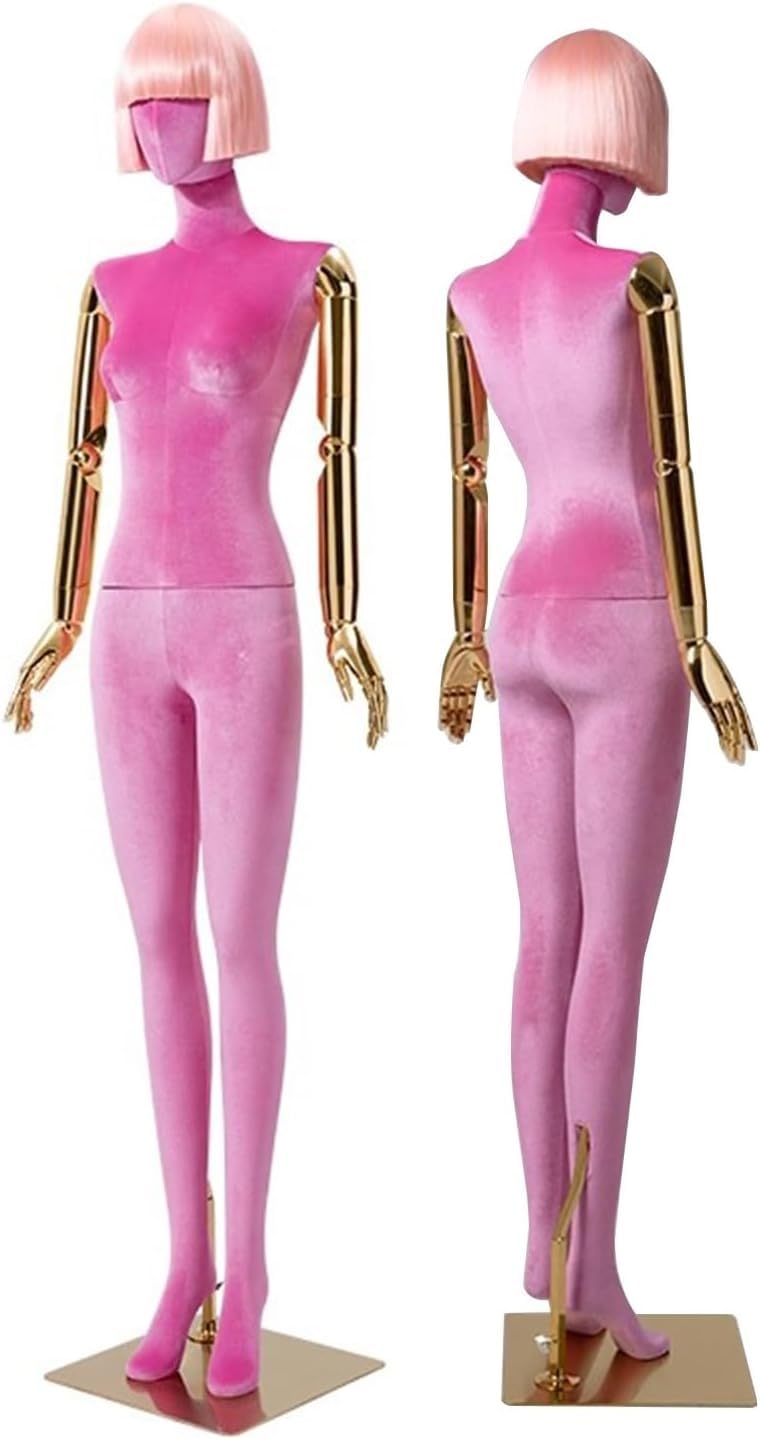 CONGRUI Full Body Retail Mannequins, 72.83in High Velvet Torso Suitable For Clothing Store Windows Sports Stores(Pink)