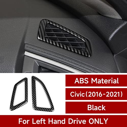 Image of Car Air A /C Vent Outlet Cover Decals for Honda Civic 2016 2017 2018 2019 2020 2021 10th Gen Accessories ABS Carbon Fiber Stickers