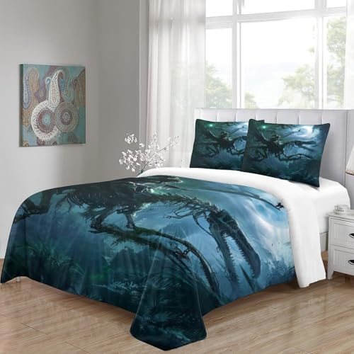 Ptérosaure parure de lit microfbre 3 pièces avec housse de couette imprimée 3D