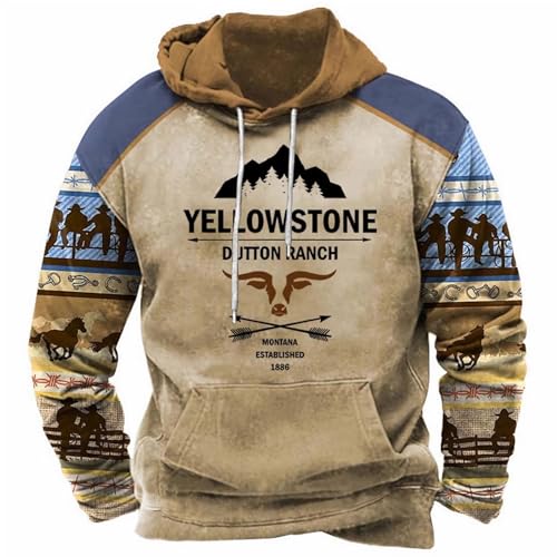 Medieval Retro Ethnic Style Hoodies for Men, with Adjustable Drawstring, Casual Sweatshirts with Pocket