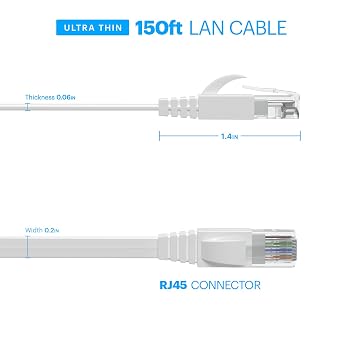 Amcrest CAT6E 4K-Rated Video POE Ethernet Cable 150ft Internet High Speed Network Cable for PoE Security IP Cameras, Smart TV, PS4, Xbox One, Router, Laptop, Computer, Home (CAT6ECABLE150)