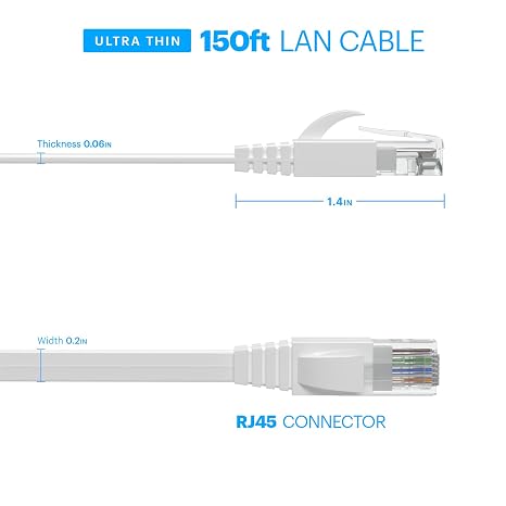 Amcrest CAT6E 4K-Rated Video POE Ethernet Cable 150ft Internet High Speed Network Cable for PoE Security IP Cameras, Smart TV, PS4, Xbox One, Router, Laptop, Computer, Home (CAT6ECABLE150)