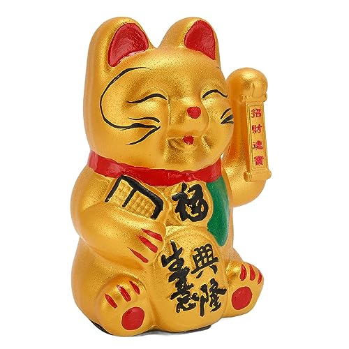El gato de la suerte fiable, alimentado por batería, mejora la prosperidad gracias a sus manos que no se descoloran. Elegante gatito de porcelana para la oficina. (9 pulgadas)