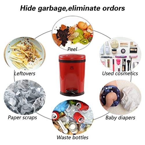 Caneca de basura plástica de 7 litros con pedal rojo miniatura 5
