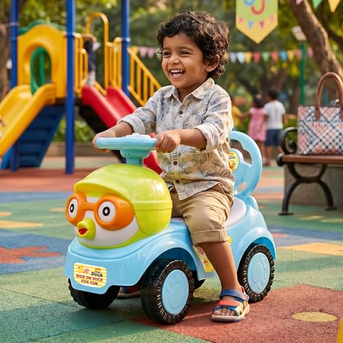 Toyzone Impex Pvt Ltd Toyzone Duck Pilot Baby Ride on - Blue | Car for Kids | Toddlers Push Car with Backrest | Music & LED Light | Under Seat Storage | for Kids 2+ Years