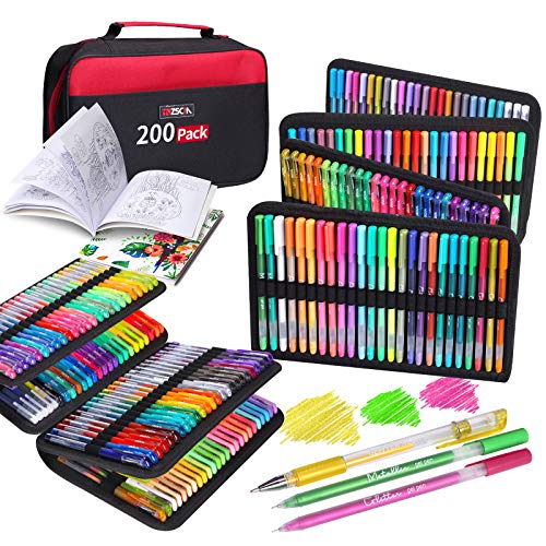 200 Colors Gel Pens Set, Zscm Glitter Gel Pens Colored Drawing Pens Set With 128 Glitter Neon Marker Pens, 72 Fine Tip Fineliners, Gifts For Women, For Kids Drawing Doodling Journaling Scrapbooks #TOP11