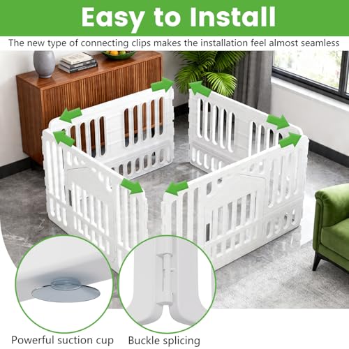 Image of BestPet 24 Inch Dog Playpen, 4-Panel Plastic Pet Playpen with Door, Indoor Puppy Exercise Pen, Large Space Dog Fence for Small Medium Dogs, No Assembly Required, White
