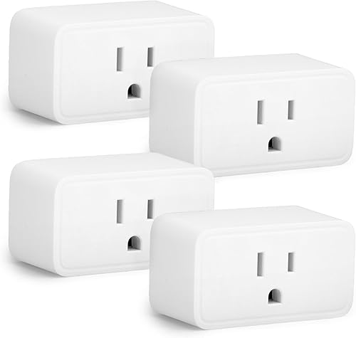 Tienda Basics Enchufe inteligente, compatible con materia, solo Wi-Fi de 2.4 GHz, blanco, paquete de 4