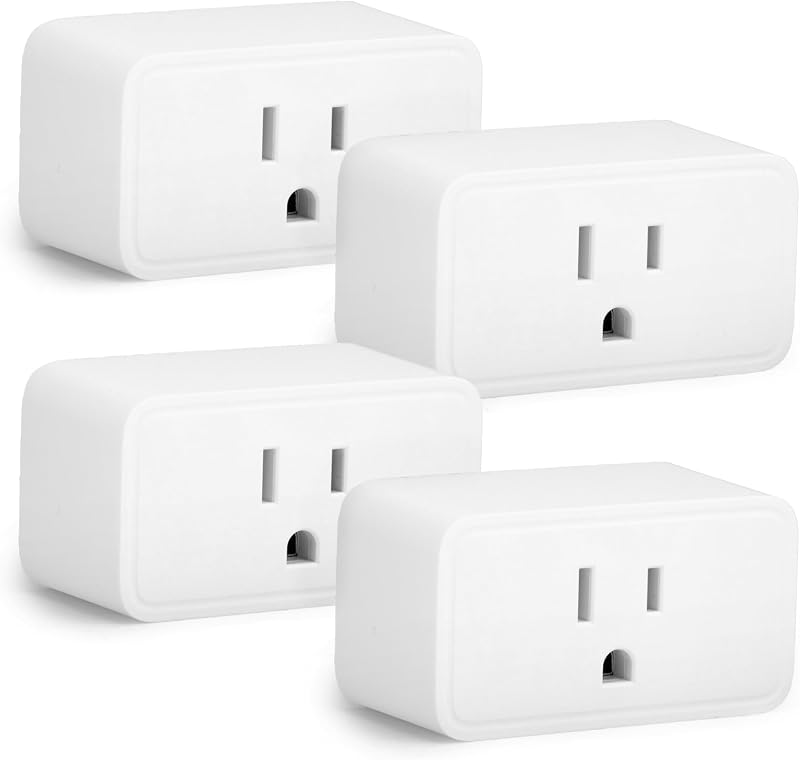 Enchufe inteligente Amazon Basics, compatible con Matter, funciona con Amazon Alexa, Google Home, Apple HomeKit, diseño compacto, programación, requiere concentrador Matter, solo Wi-Fi de 2,4 GHz, blanco