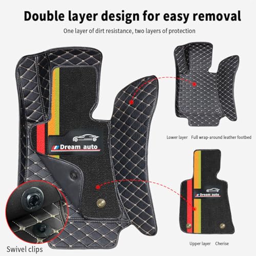 Cobear Tapis de Sol Auto sur Mesure, Double Couche Cuir synthétique, antidérapant, Tous Temps, Protection pour 98% des modèles de Voitures Café – vue 4