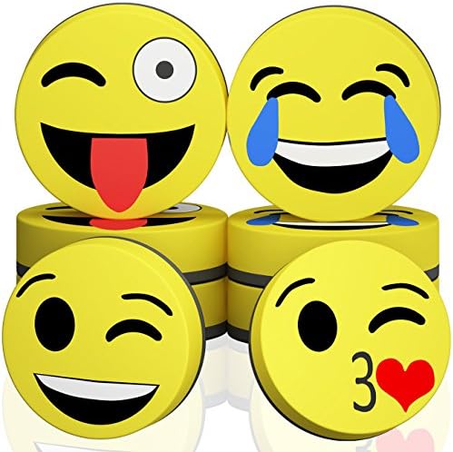 Hibery 8 Pack Magnetic Whiteboard Eraser Dry Erase Erasers, Smiley Face Circular Whiteboard Dry Eraser for Home, Office and School Classroom