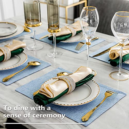 Home Brilliant Blue Placemats Set Of 4 Heat Resistant Farmhouse Boho Placemats Burlap Cloth Place Mat Dining Table Place Mats Kitchen Table Mats, Blue #TOP3