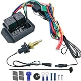 American Volt 104'F-230'F Digital Adjustable Dual Electric Radiator Cooling Fan 1/8 Inch NPT Thread-in Thermostat Sensor Switch Temperature Probe Controller Wiring Kit