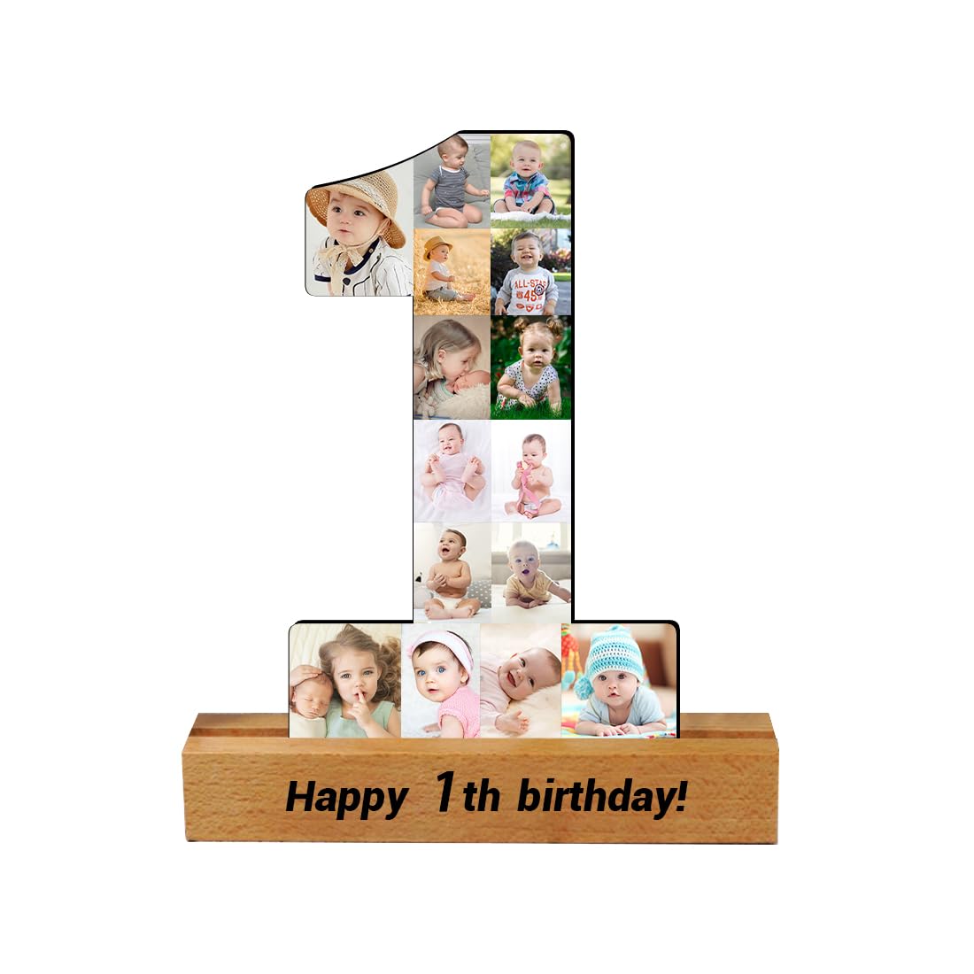 Personalized 1-99 Number 1st Birthday Gift Baby Picture Collage Frame First Birthday Photo Collage Frame Baby Girls Boys My First Year Picture Frame Album Baby Shower Birthday Decoration
