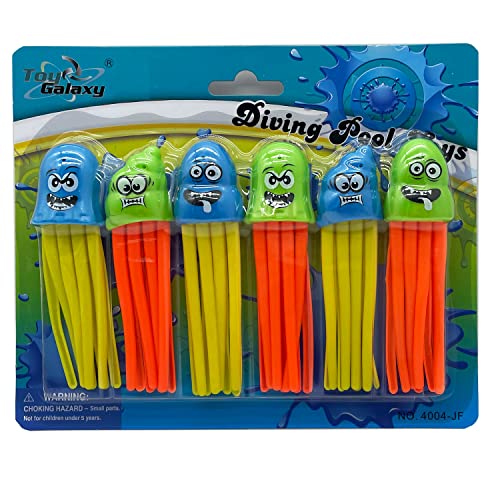 Haktoys Underwater Pool Diving Toy Set for Kids, Practice Diving and Swimming, Multicolor Sinking Squids and Jellyfish (Set of 12 Pieces)