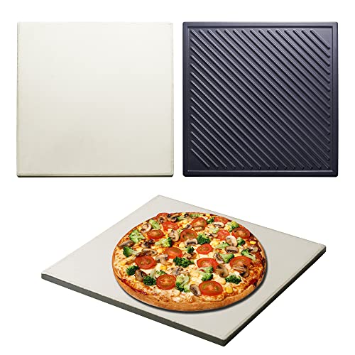 Gyber Pizza Stone For Oven And Grill 12 Inch Square Double Sided Durable Cordierite Cooking Thermal Shock Resistant Baking Stone For Homemade Pizza, Fits In Henson #TOP11