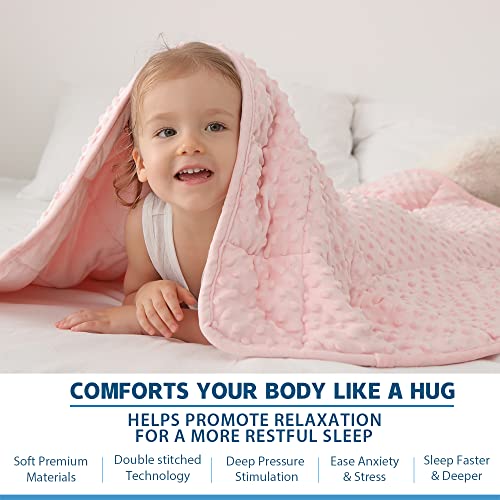Huloo Sleep Kids Weighted Blanket Twin 7Lbs (41"×60",Pink) Breathable Soft Minky Weighted Throw Blanket For All Season,Heavy Blanket With Premium Glass Beads thumb #2