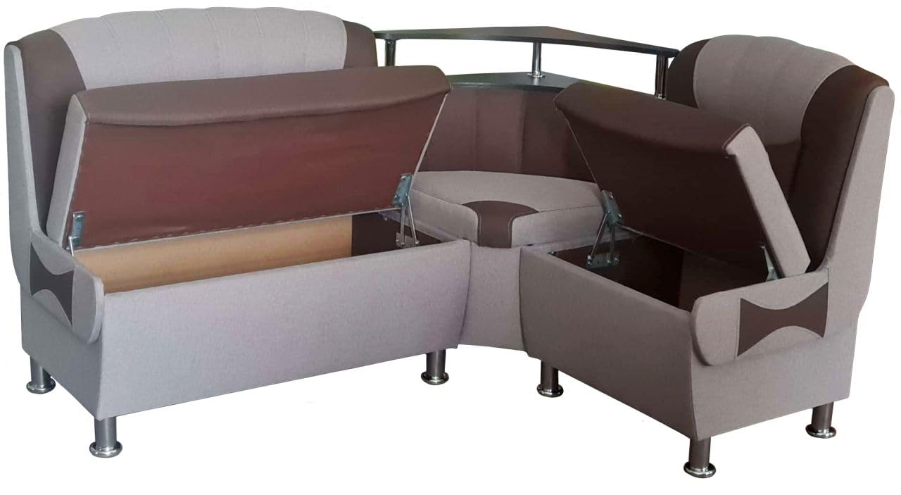Rodnik Eckbank Samba NEW mit Stauraum und Ablage, gepolsterte Sitzbank für Esszimmer und Küche, beidseitig montierbar, 164 x 128 cm (braun, Stoff)