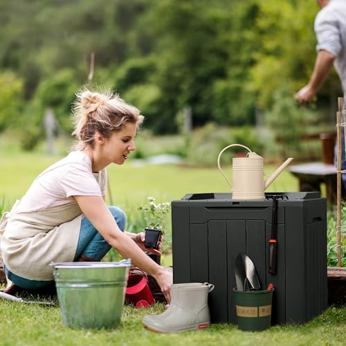 image for Flamaker Deck Box 31 Gallon Waterproof Resin Storage Box with Lid Indo