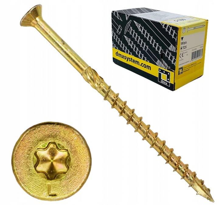 CS - Tornillos de cabeza avellanada para madera aglomerada (6,0-10,0, Torx), color amarillo
