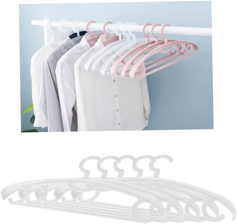 jojofuny Traceless Plastic Clothes Hangers 10pcs Wide Shoulder Non-Slip Rotatable Coat Racks for Wardrobe and Garment Drying