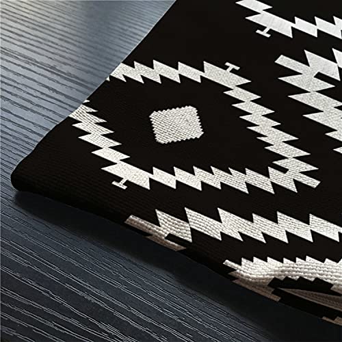 Image of Smooffly Throw Pillow Case Black and White Waist Lumbar Cotton Linen Throw Pillow case Cushion Cover for Sofa Home Decorative Oblong 12x20 Inches