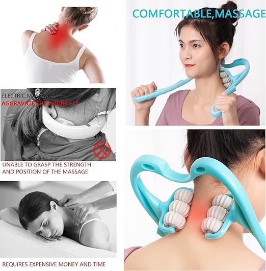 VJML Neck Massager, Trigger Point Roller Massager for Pain Relief deep Tissue Handheld Shoulder Massager Tool with 6 Balls Massage Point Suitable for Legs Waist Neck and Shoulder Relaxer (Multi) VJML Neck Massager, Trigger Point Roller Massager for Pain Relief deep Tissue Handheld Shoulder Massager Tool with 6 Balls Massage Point Suitable for Legs Waist Neck and Shoulder Relaxer (Multi)