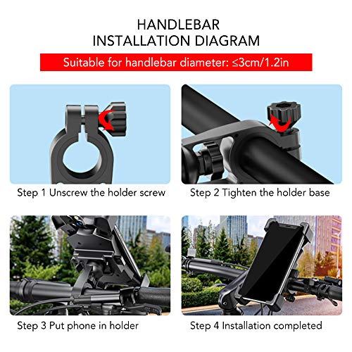 Leeofty Suporte de telefone para bicicleta leve ABS Suporte ajustável para telefone móvel