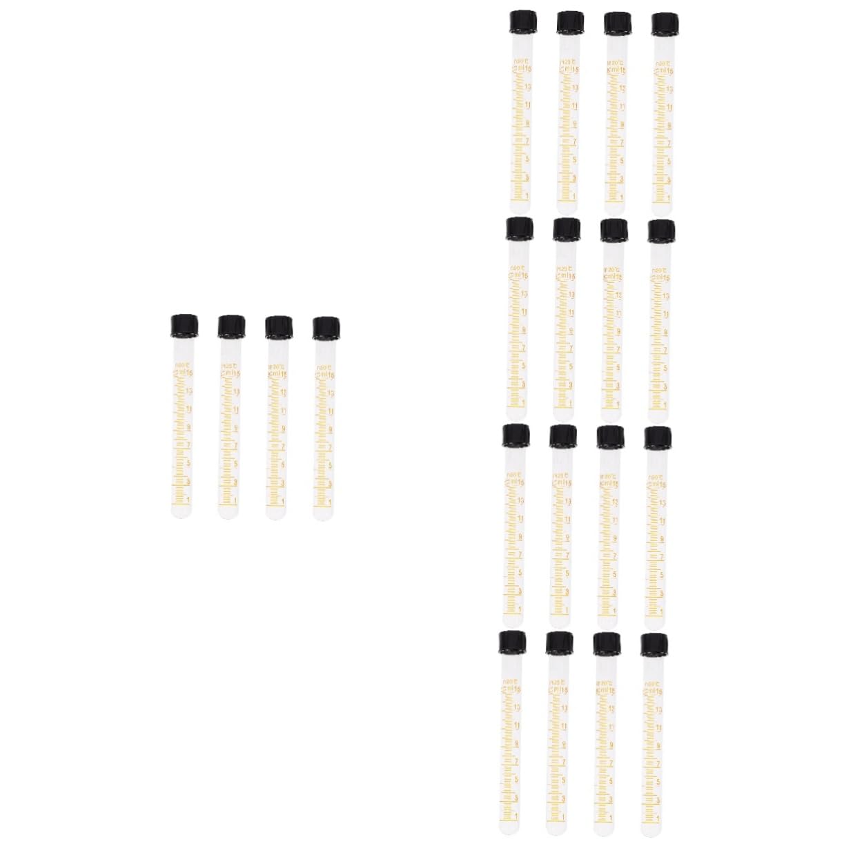 ULTECHNOVO 20piezas Tubo De Ensayo De Vidrio Graduado De Resistente Altas Temperaturas Tapa y Sellado Seguro Para Experimentos Científicos y Almacenamiento De Muestras
