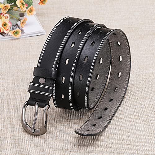JIUFENG Women's Genuine Leather Pin Belt with Metal Buckle, Adjustable Waist Belt for Business Casual Vintage Style2