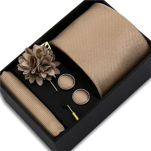 Set de corbata para hombre con pin floral y gemelos
