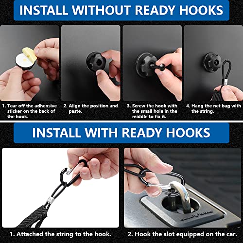 Lifronkit Cargo Net Stretchable And 3 Pocket Trunk Net Organizer, Universal Elastic Mesh Net Organizer With Hooks, Truck Bed Grocery Holder With Hooks For Suvs, Cars And Trucks, 47.2X18.1 Inch #TOP6