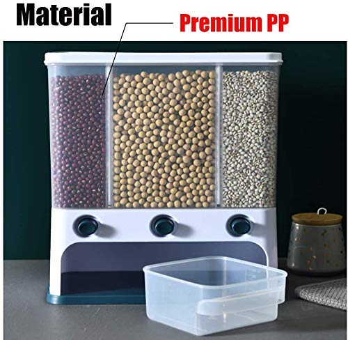 Image of Mechdel Plastic 3 Grid Wall Mounted Dry Food Dispenser - Space Saving Containers for Convenient Storage of Whole Grains, Rice Nuts Beans Candy Cereals (Transparent )