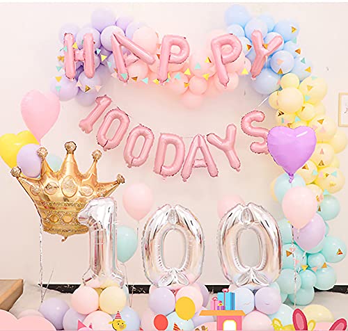 MANCY SHOP 誕生日 バルーン 飾り付け パーティー 王冠 ハート バルーンガーランド ハーフバースデー 100百日 写真撮影 ベビーシャワー お祝い