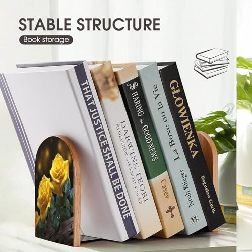 Sujetalibros de madera para estantes con tapones antideslizantes universales 8