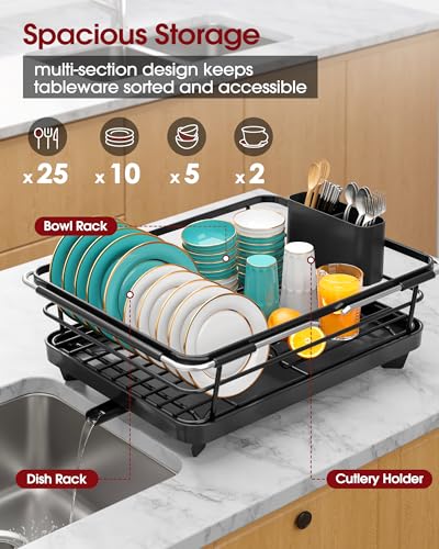 image for Sakugi Extendable Dish Drying Rack Over Sink with Dish Drainer, Sink O