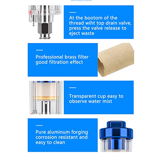 YXCCSE 3 Pcs Water Oil Separator Mini in-Line Air Filter, 1/4 Inch NPT Inlet and Outlet Airbrush Filter Moisture Separator - Use on Compressor Air Line Hose, Air Tools, Paint Spray Guns