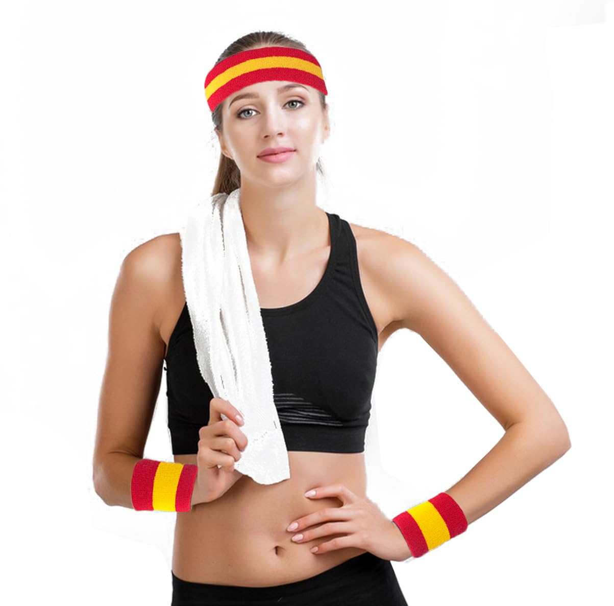 Opaski dresowe zestaw skarpet w paski z lat 80. opaski dresowe z lat 90. kostium opaski na nadgarstek dla mężczyzn i kobiet sportowe opaski na głowę lata 80-te fitness
