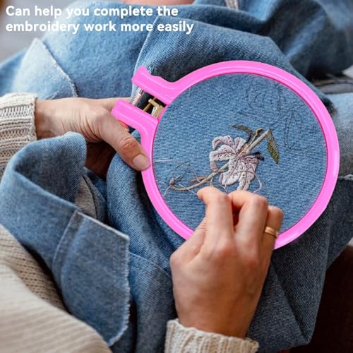 Image of 3pcs Plastic Embroidery Hoops Set, Cross Stitch Circle Hoop Embroidery Circle Ring for Embroidery and Cross Stitch Random Color(3in)