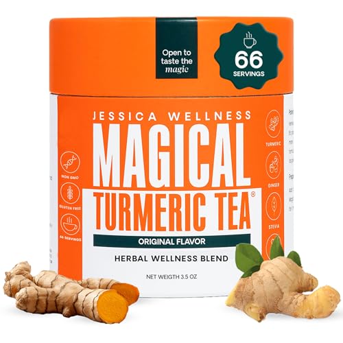 JESSICA WELLNESS Magical Turmeric Tea with Ginger Black Pepper and Stevia | Turmeric Powder Organic Blend | 3.5 oz (Original Flavor)