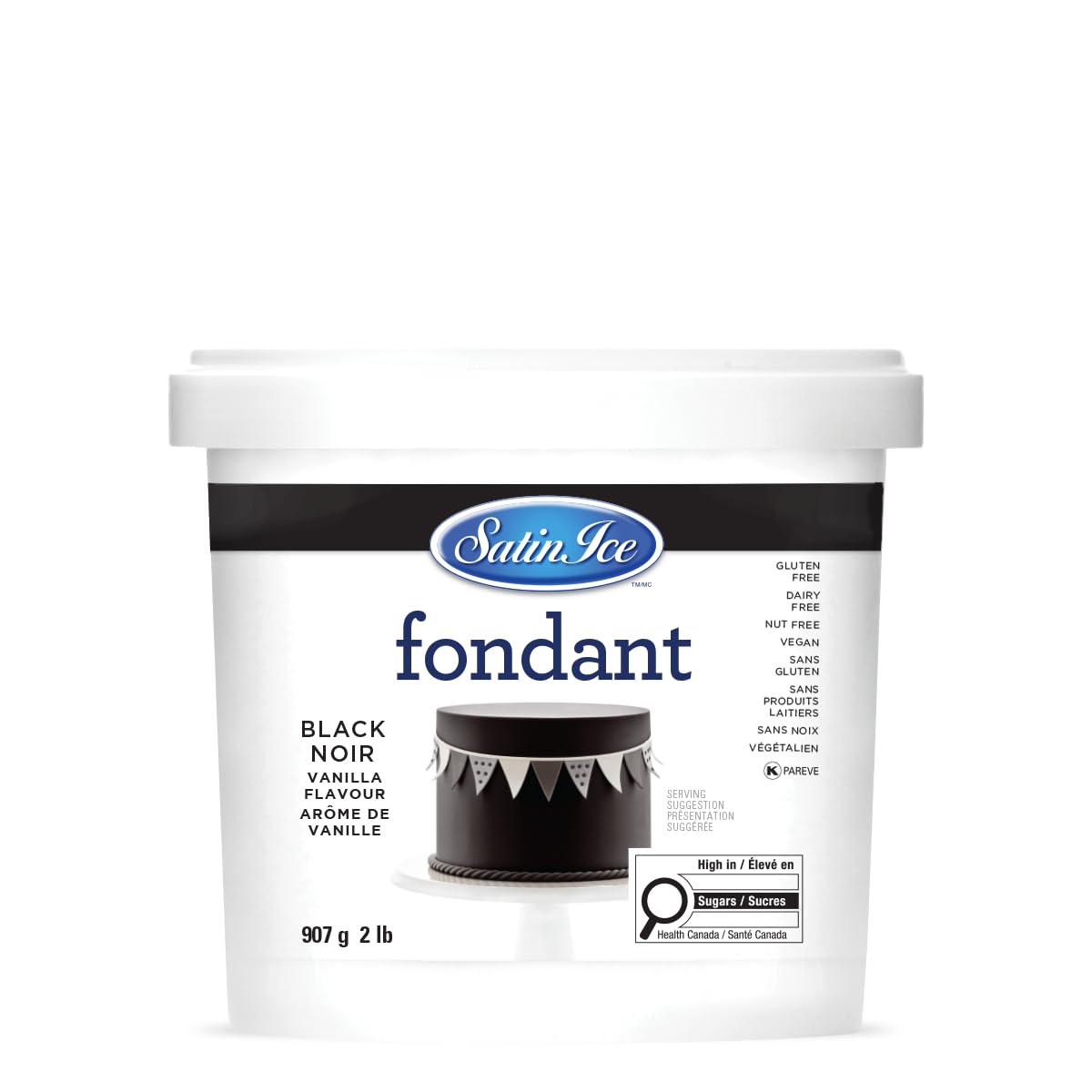 Satin Ice Black Fondant, Vanilla, 1 Kilogram